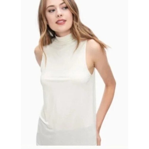 Splendid Women's Mock Neck Oversized Sleeveless Soft Tank Off White - Picture 8 of 8